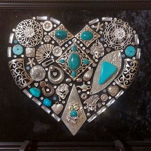 Heart Shaped Jewelry Art approximately 11 x 9 in